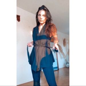 Wrap Tie Linen Blouse